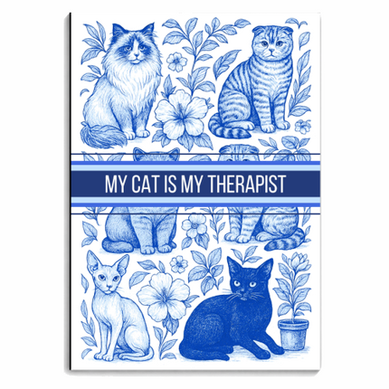Notebook 'My Cat Is My Therapist toile'