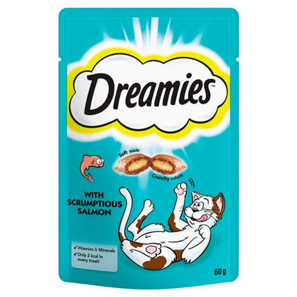 Dreamies Salmon Crunchy Cat Treats, Tasty Salmon Flavour, 60g Pouch