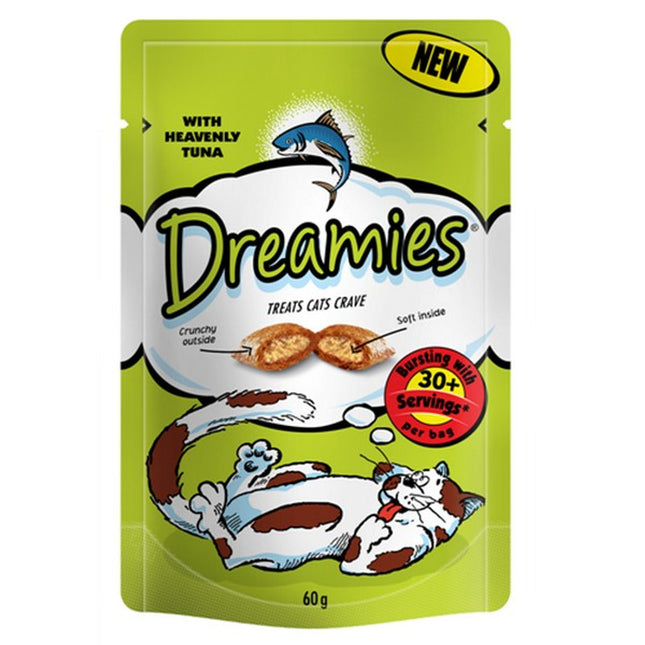 Dreamies Tuna Cat Treats 60g Crunchy Shell Soft Centre Low-Calorie