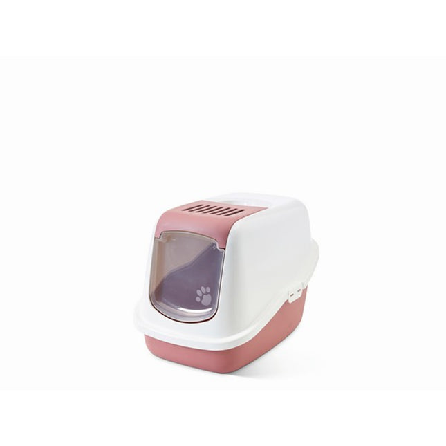 Savic Nestor Cat Toilet Home Enclosed Litter Tray Earth Pink