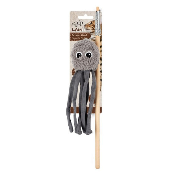 All For Paws Lamb Octopus Cat Wand Toy with Catnip