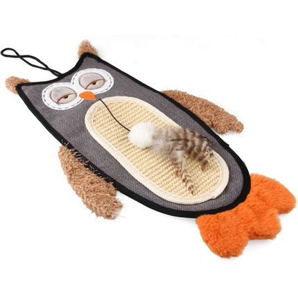 GiGwi Owl Cat Scratcher with Sisal Belly, Catnip and Crinkle