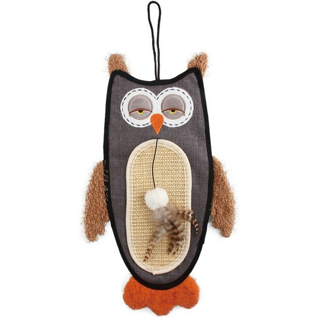 GiGwi Owl Cat Scratcher with Sisal Belly, Catnip and Crinkle