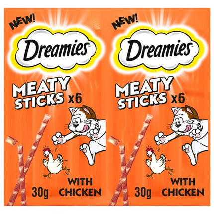 Dreamies Chicken Meaty Sticks Cat Treats Crispy 30g Snack