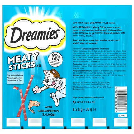 Dreamies Meaty Sticks Salmon Flavour Cat Treats Crunchy Soft Sticks