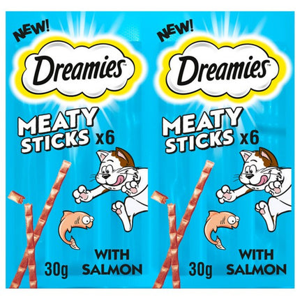Dreamies Meaty Sticks Salmon Flavour Cat Treats Crunchy Soft Sticks
