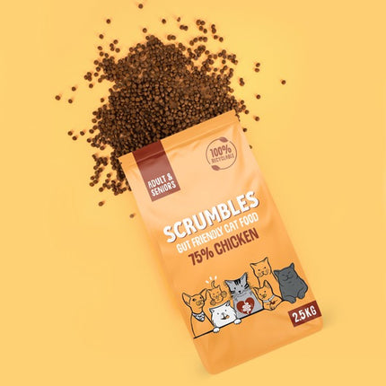 Scrumbles Adult Chicken Dry Cat Food - Gut-Friendly Complete 2.5kg