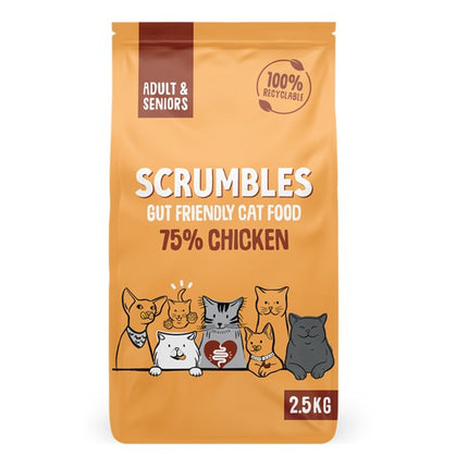 Scrumbles Adult Chicken Dry Cat Food - Gut-Friendly Complete 2.5kg