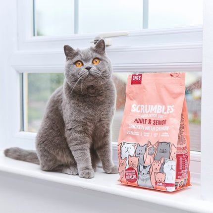 Scrumbles Adult Salmon Dry Cat Food 2.5kg Gut-Friendly Probiotics