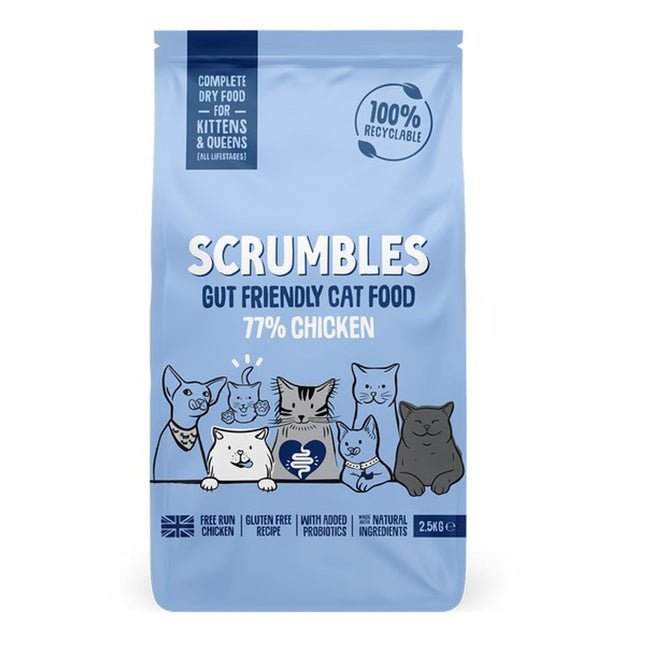 Scrumbles Kitten Chicken Dry Cat Food 2.5kg Gut-Friendly