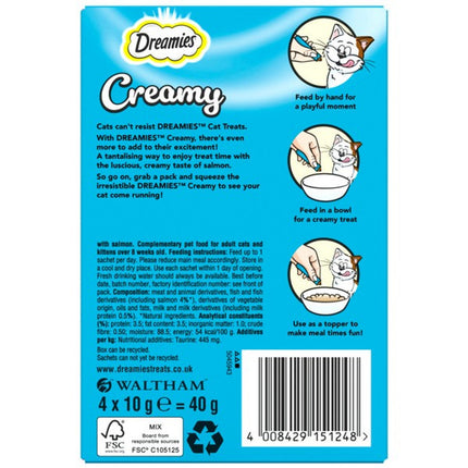 Dreamies Creamy Salmon Cat Treats 4 x 10g Soft Snack