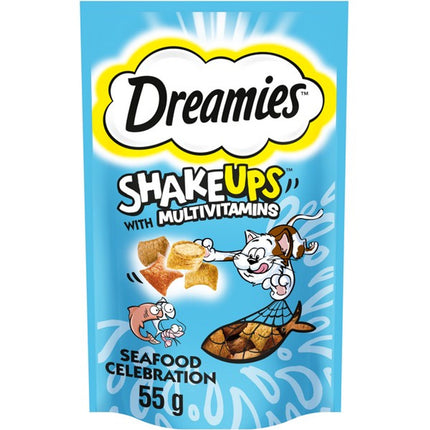 Dreamies Shakeups Seafood Celebrations Cat Treats with Multivitamins 55g Pack