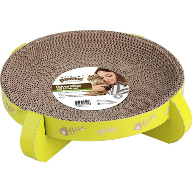Pawise Reversible Corrugated Cardboard Cat Scratcher Bed 13.8-inch Round