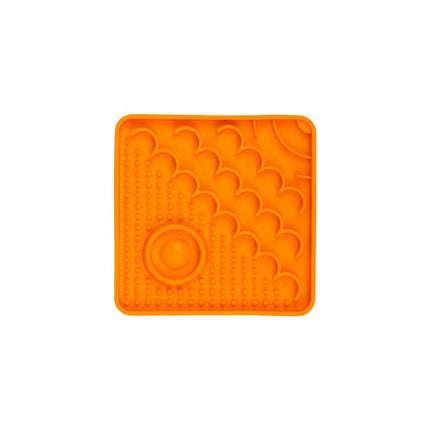 LickiMat Catster Orange Slow-Feed Silicone Mat with Micro Dish