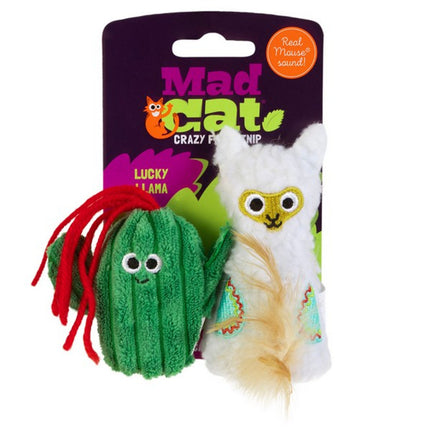 Mad Cat Lucky Llama Cat Toys Pack — Squeak Catnip Silvervine