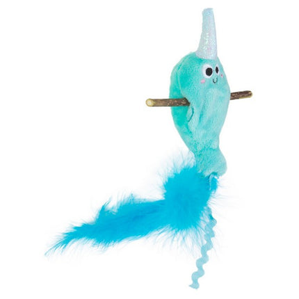 Mad Cat Narwhal Silverline Stick Refillable Silvervine Plush Feather Toy