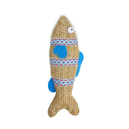 Whisker Fiesta Fish Kicker Raffia Interactive Cat Play Toy