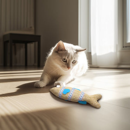 Whisker Fiesta Fish Kicker Raffia Interactive Cat Play Toy