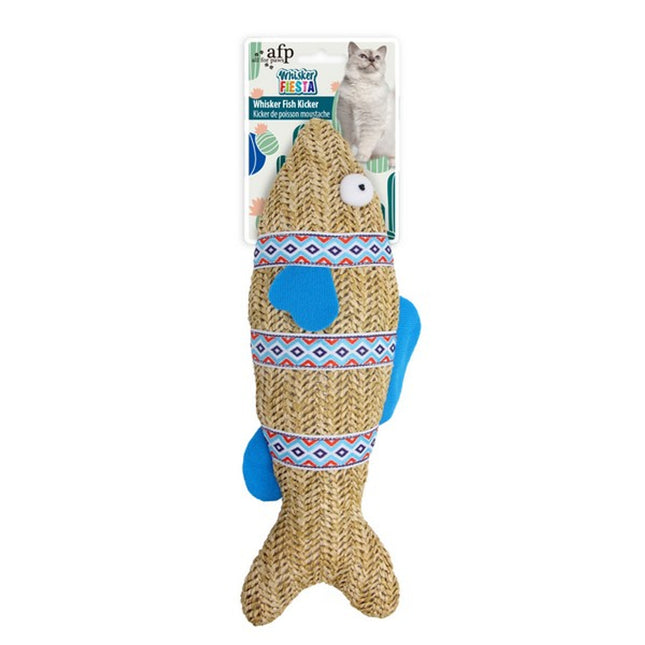 Whisker Fiesta Fish Kicker Raffia Interactive Cat Play Toy