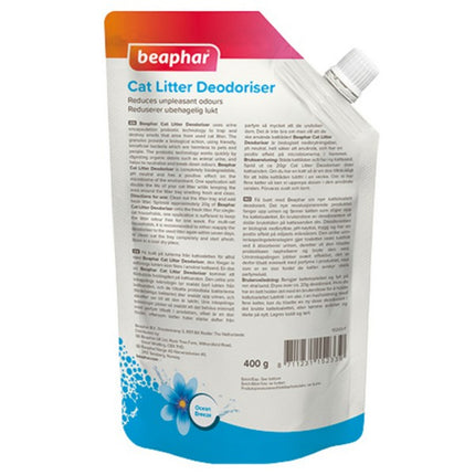Beaphar Cat Litter Deodoriser 400g Probiotic Odour Neutraliser Pouch