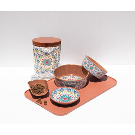 Tarhong Rio Medallion Melamine Pet Scoop 2-Cup Decorative Handle