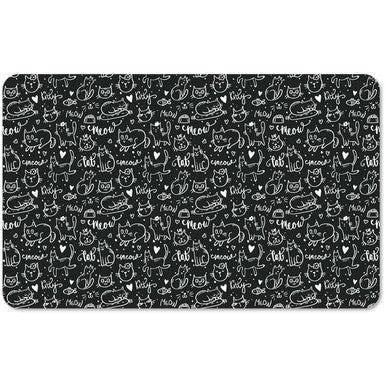 Tarhong Black White Meow Print PVC EVA Pet Feeding Placemat