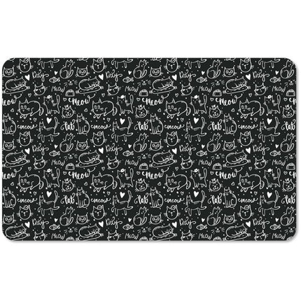 Tarhong Black White Meow Print PVC EVA Pet Feeding Placemat