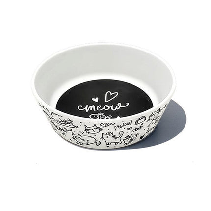 Tarhong Black White Meow Print PVC EVA Pet Feeding Placemat
