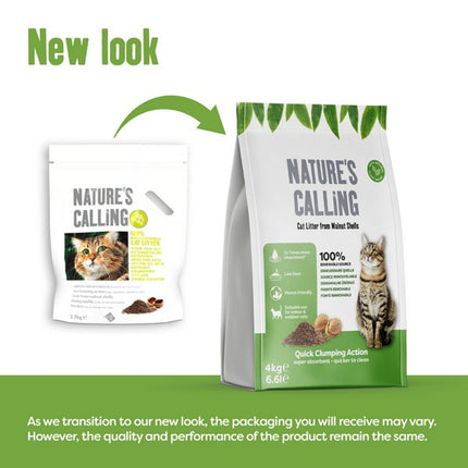Nature's Calling Natural Walnut Clumping Cat Litter Pouch 4kg