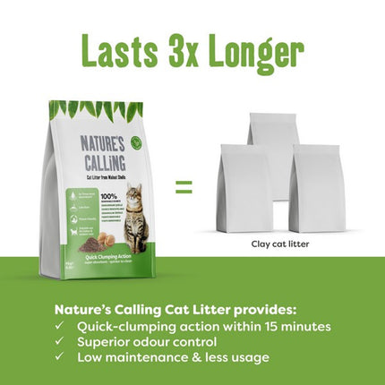 Nature's Calling Natural Walnut Clumping Cat Litter Pouch 4kg