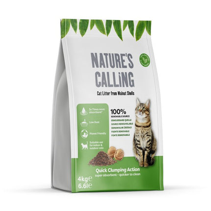 Nature's Calling Natural Walnut Clumping Cat Litter Pouch 4kg