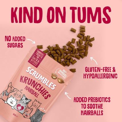 Scrumbles Krunchies Anti-hairball Cat Pillow Treats 60g
