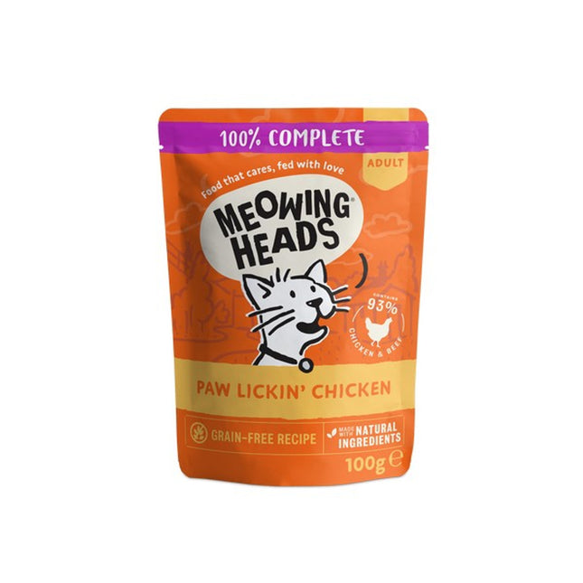 Meowing Heads Paw Lickin' Chicken Grain-Free Wet Cat Pouch 100g