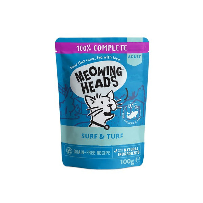 Meowing Heads Supurr Surf & Turf Cat Food Pouch 100g