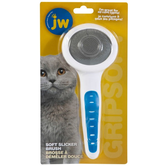 JW Gripsoft Cat Slicker Brush with Ergonomic Rubber-Sheathed Handle