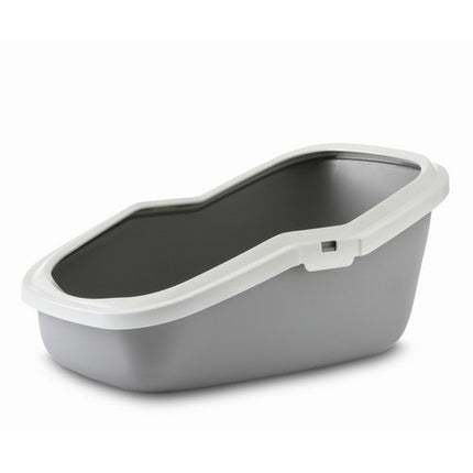 Savic Iriz 50 Cat Litter Tray with Removable Rim - White/Cold Grey