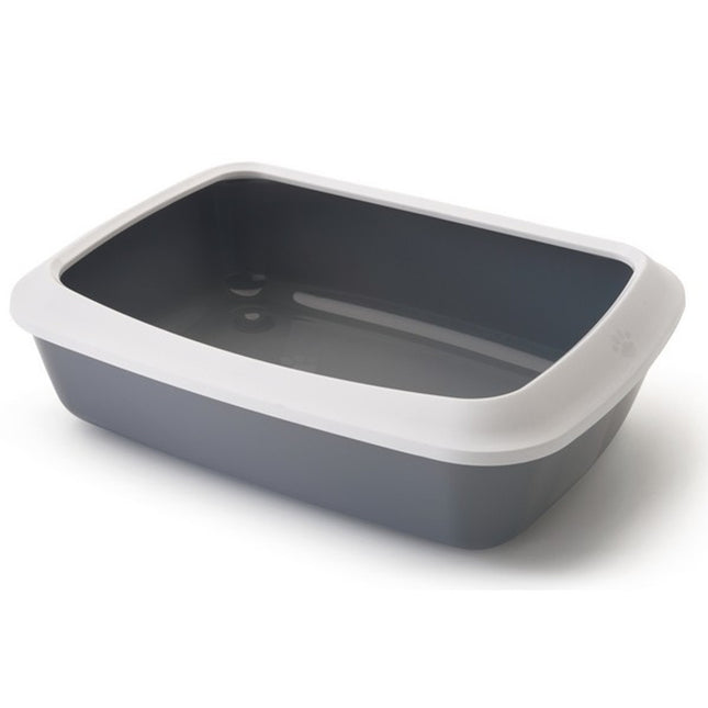 Savic Iriz 50 Cat Litter Tray with Removable Rim - White/Cold Grey
