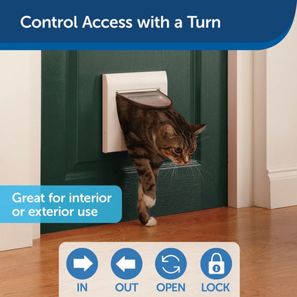 Staywell Manual 4-Way Locking Classic Cat Flap White Tunnel Included