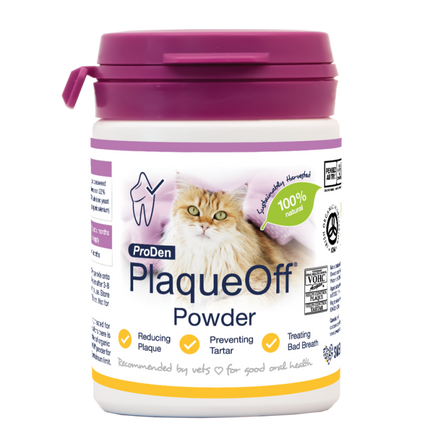PlaqueOff Cat Dental Powder 40g — Natural Seaweed Breath Freshener