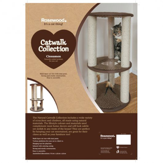 Rosewood Catwalk Cinnamon Multi-Level Sisal Cat Scratching Post 45x45x81cm