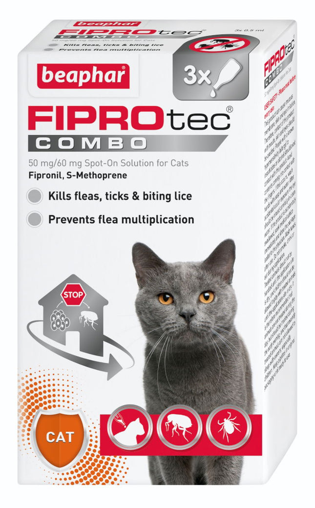 Beaphar FIPROtec Combo Cat Flea and Tick Spot-On 3-Pack