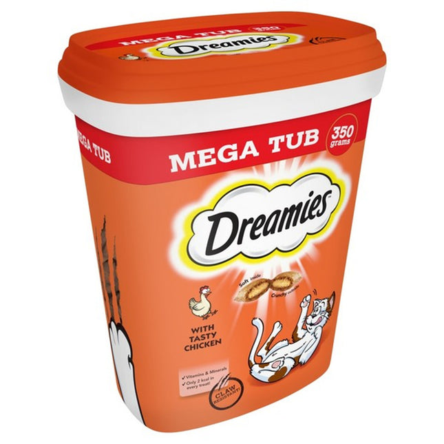 Dreamies Chicken Cat Treats Mega Tub 2×350g Crunchy Pockets