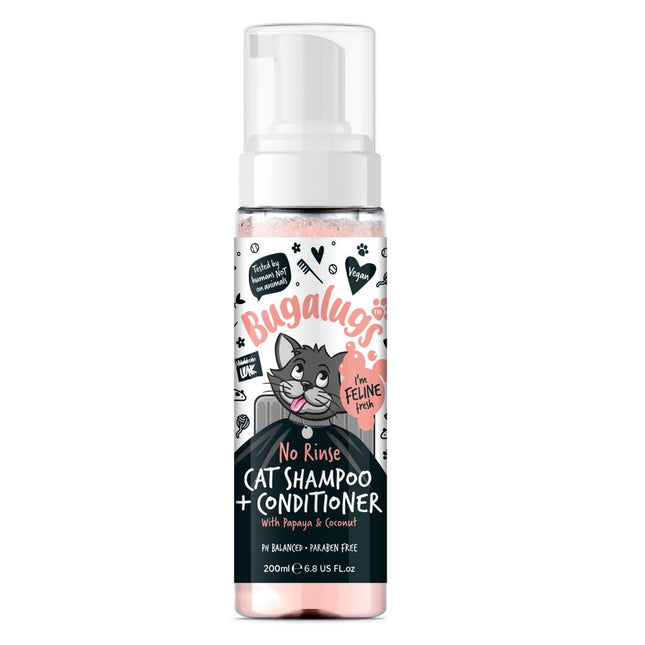 Bugalugs Papaya and Coconut 2-in-1 No-Rinse Cat Shampoo 200ml