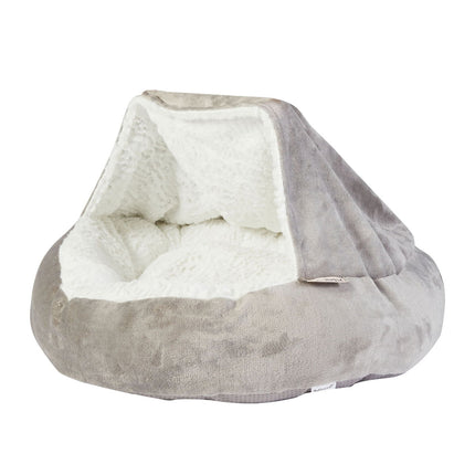 Dream Paws Cozy Hideaway Snuggle Pet Bed Sherpa Fleece