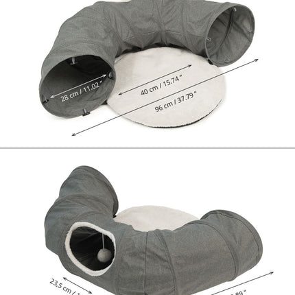 Catit Vesper Grey Cat Play Tunnel with Padded Cushion