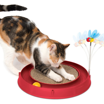 Catit Play Circuit Ball Toy With Scratcher Red