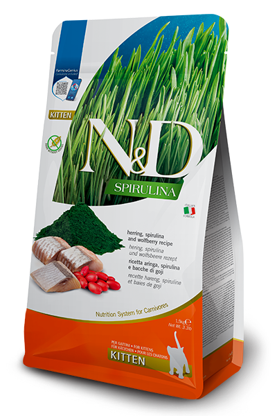 N&D Spirulina Herring Grain-Free Kitten Dry Food 1.5 kg