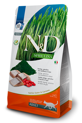 N&D Spirulina Herring Dry Cat Food Adult 1.5kg – Grain-Free High Protein Formula