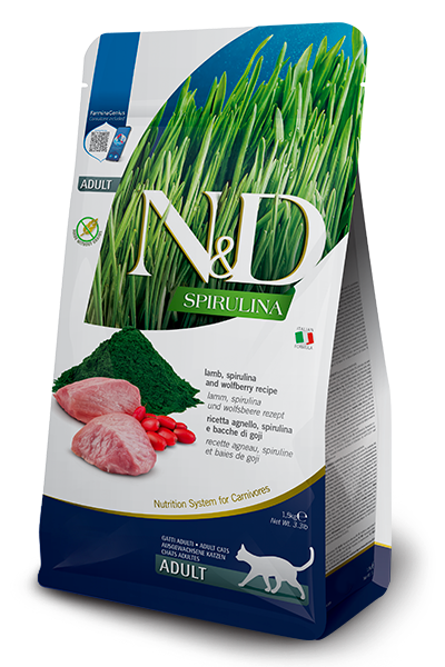 N&D Spirulina Lamb Grain-Free Adult Cat Food 1.5kg Bag