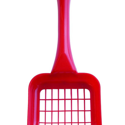 M-PETS Durable Plastic Litter Scoop with Grid Holes, Red Handle